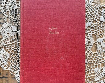 Vintage 1950 The Works of Jane Austen book including Pride and Prejudice and Sense and Sensibility, red and gold book, literature grad gift