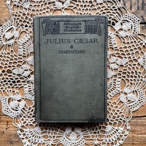 Antique 1879 Julius Caesar school book by William Shakespeare, English literature graduation gift, gift for him