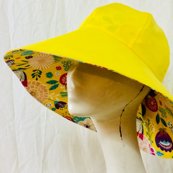 Sun Hat Sewing Pattern - Summer Wide Brim Hat- Reversible Hat -Sun Protection -Beach Hat - Digital Instant Download PDF - Outdoor Fabric DIY