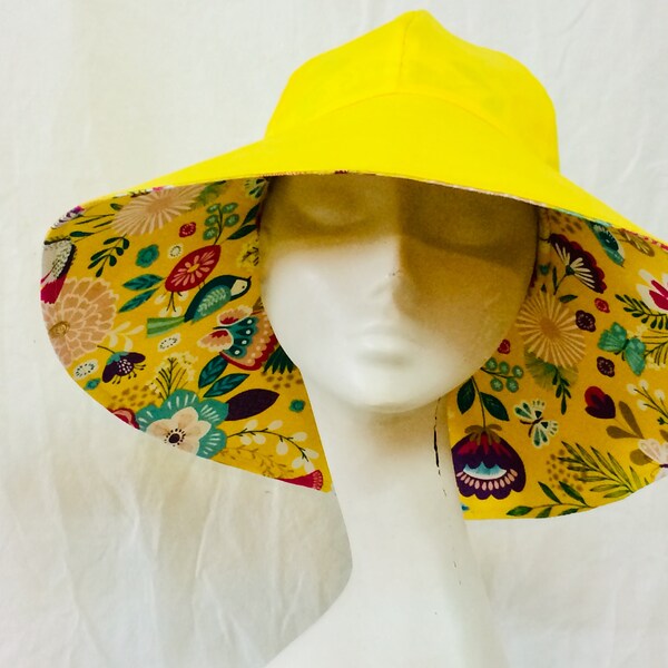 Sun Hat Sewing Pattern - Summer Wide Brim Hat- Reversible Hat -Sun Protection -Beach Hat - Digital Instant Download PDF - Outdoor Fabric DIY