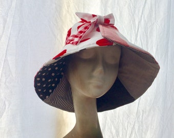 Hat Sewing Pattern - Wide Brim Sun Hat - Women and Girls Adjustable Cap - Reversible Foldable Tulip Hat - Scrap Buster Hat DIY Gift for Mom