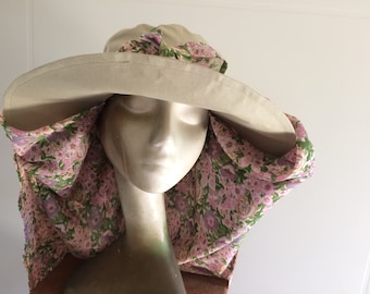 Hat-Scarf Digital Pattern - Wide Brim Sun-Wind Protection Hat Sewing pattern - DIY Reversable Versatile Bucket Hat - Instant Download PDF