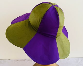 Chapeau tulipe fait main - Chapeau de soleil réversible design à large bord - Tour de tête de 22,5 po. à 23,5 po. (58 à 59,5 cm) - Cadeau pour elle