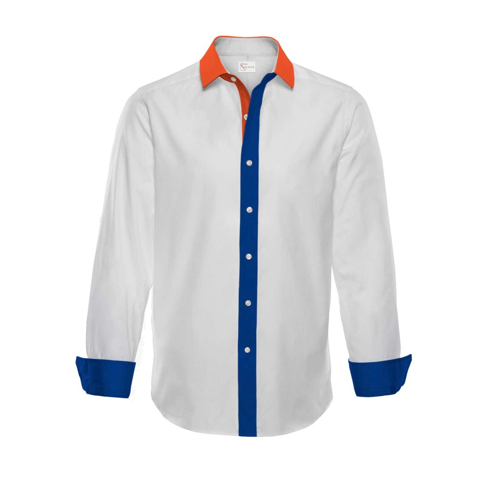 Orange and Blue Shirt Mens Linen Clothing Long Sleeved Etsy