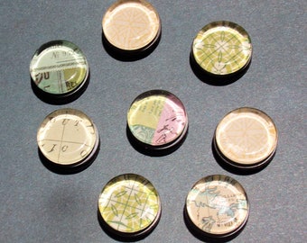 Round Glass Magnets, set of 8