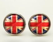 UK Flag Cufflinks, UK Flag Tie Clip, UK Flag Cuff Links, Union Jack Flag Cufflinks, Union Jack Flag Tie Clip