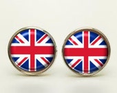 UK Flag Cufflinks, UK Flag Tie Clip, UK Flag Cuff Links, Union Jack Flag Cufflinks, Union Jack Flag Tie Clip