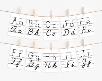 Printable Cursive / Print Wall Cards for School Handwriting Instant Download