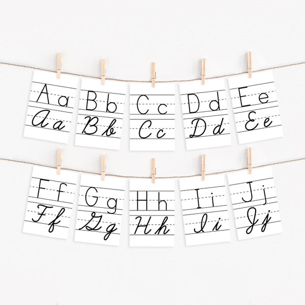 Alphabet Print and Cursive Classroom Cards Etsy