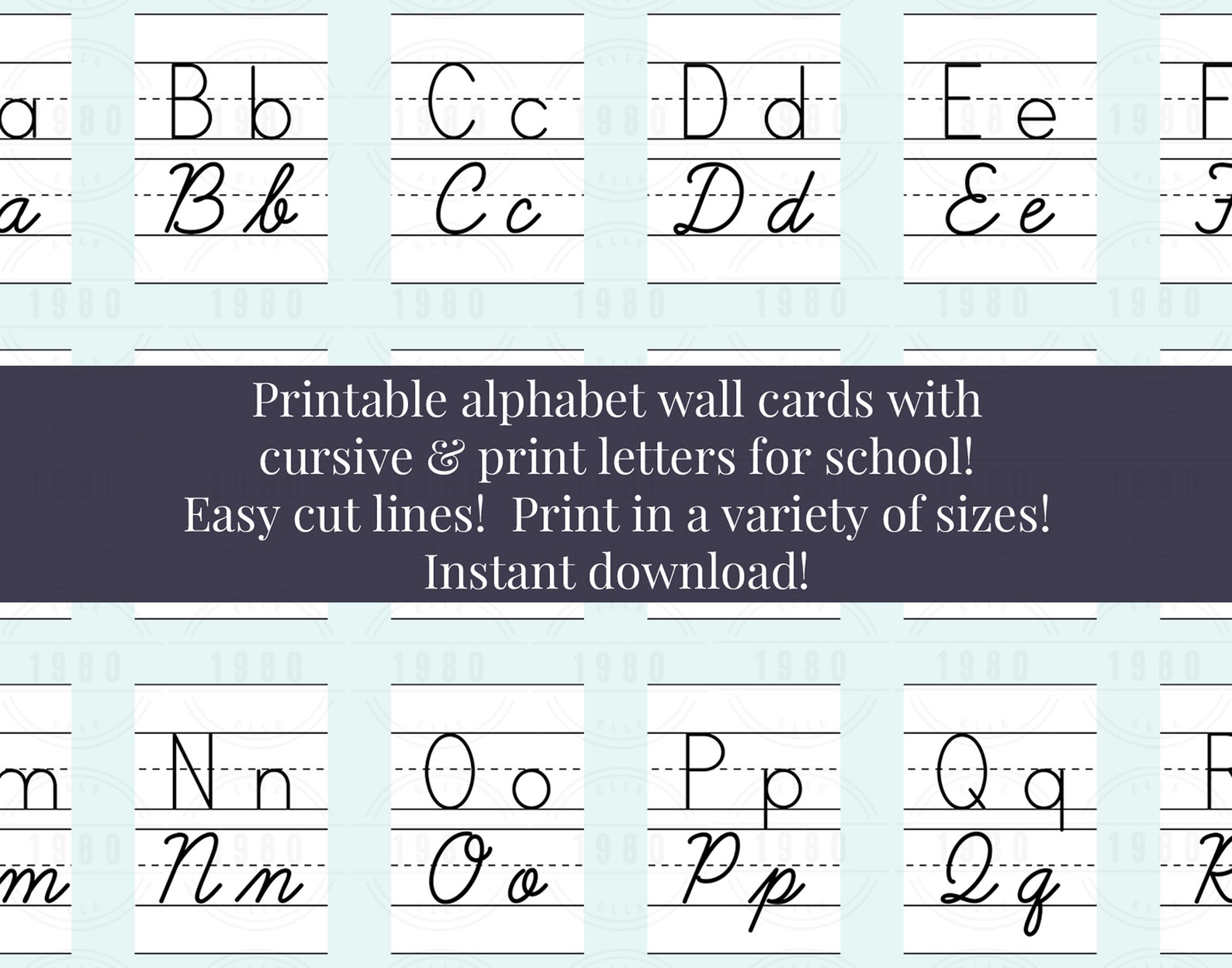Printable Cursive / Print Wall Cards for School Handwriting Instant ...