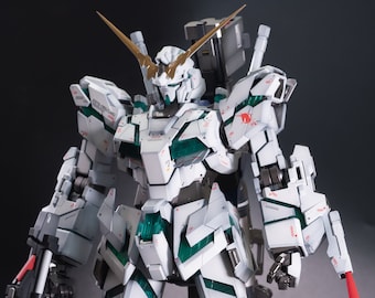 Painted Premium Bandai (Limited Edition) PG 1/60 "RX-0 Unicorn Gundam (Final Battle Ver.)" with the LED unit from Bandai & Full armour Unit