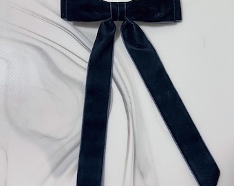 Samt Haarschleife Lange Ribbon Tails, Haarspange, Französisch Haarspange, Navy Blau, Haar Accessoire, Haarschleife