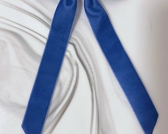 Lazo de pelo de terciopelo, colas de cinta larga, clip para el cabello, barrette francés, azul verdadero, accesorio para el cabello, lazo para el cabello