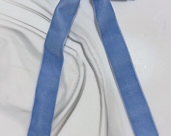 Lazo de pelo de terciopelo con colas largas, pinza para el pelo, pasador francés, azul, accesorio para el pelo, lazo para el pelo