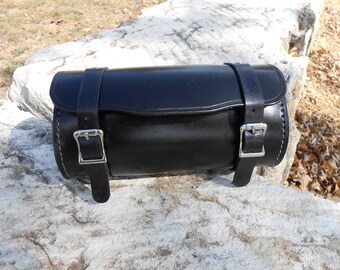 Leather Motorcycle Barrel bag, Tool bag, Fork bag, Handstitched, Harley // Chopper style, Man's gift