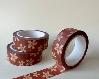 Washi tape rouge avec motif floral //utilisation pour la journalisation, le scrapbooking, le postcrossing, l'artisanat, l'emballage cadeau