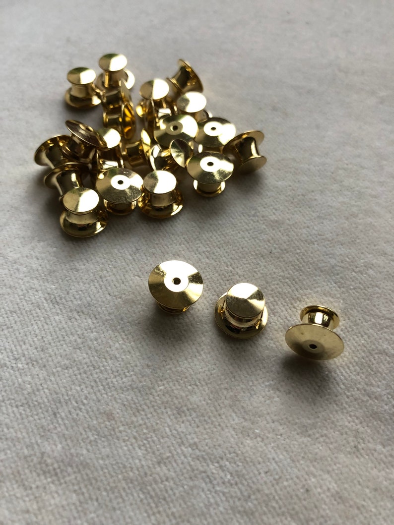 Gold Rainbow and Silver Metal Locking Pin Backs // Secure Pin Etsy