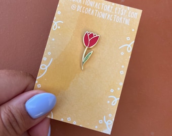 Tulip enamel pin // Hard enamel lapel pin gold plated badge brooche, Dutch pin, tulip pin, flower pin, floral pin, flower badge, tulip badge
