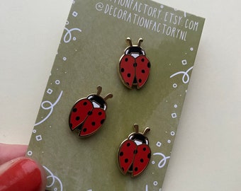 Set of 3 Tiny Ladybug enamel pins // Hard enamel pin, bug pin, animal pin, ladybug pin, nature pin, outdoor pin, small pin, red pin