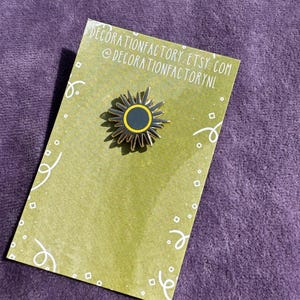 Small yellow and gold sun enamel pin// Hard enamel lapel pin gold plated sun pin, summer pin, summery pin, galaxy pin