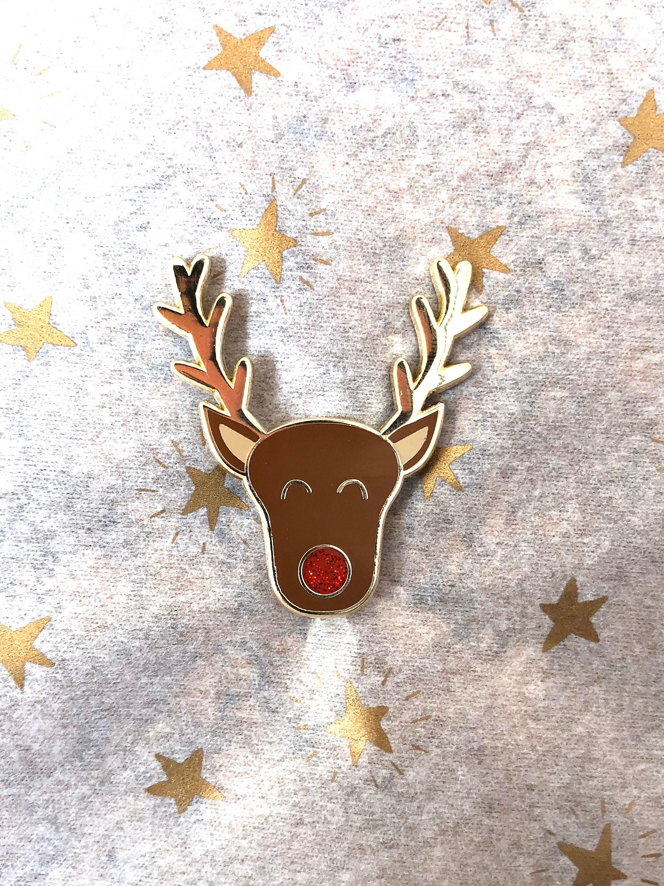 Crazy Red Nose Reindeer Christmas Enamel Pin // Lapel Enamel | Etsy