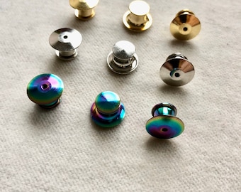 Goud, Regenboog en Zilver Metalen vergrendeling pin backs // Secure pin back, Tie tac back, pin back, pinback, secure pins, pin upgrade
