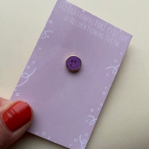 Small purple smiley enamel pin // smile pin | spread happiness | tiny pin | smiley face pin | small smile pin | smiles pin