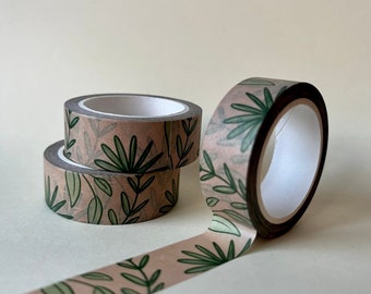 Ruban Washi avec motif de jungle de feuilles vertes //utilisation pour la journalisation, le scrapbooking, le postcrossing, l'artisanat, l'emballage cadeau