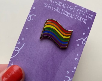 LGBT pride flag hard enamel gold plated Pin - gay flag, rainbow flag, love is love, pride week, gaypride, pride outfit, pride flag, queer