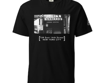 JULIAN BILLIARDS New York City Vintage Pool Hall - Unisex T-Shirt aus schwerem Stückgefärbtem