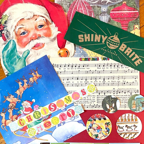 Christmas Paper Pack/Vintage Christmas Ephemera/Scrapbook Kit/Card Making/Junk Journal Supplies/Collage (401)