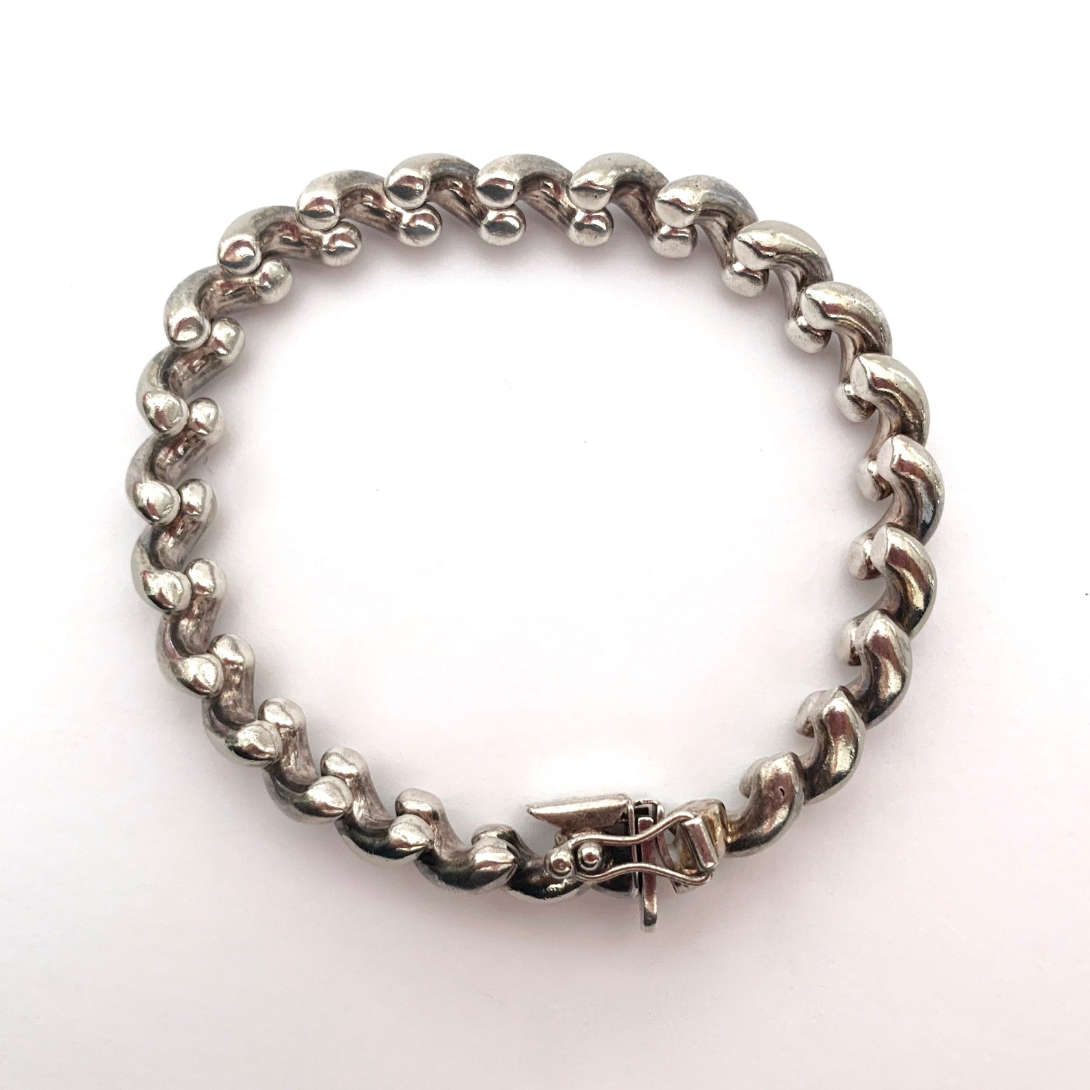 1980's silver San Marco bracelet 925 Italy size 7 Etsy