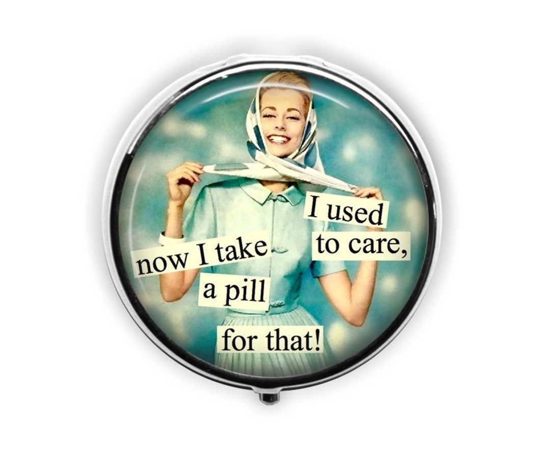Funny Pill Box/humorous Pill Case/retro Lady Pill Box for Purse/travel