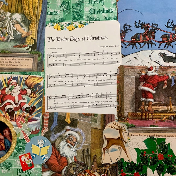 Vintage Christmas ephemera-40+ pieces-paper pack-decoupage-scrapbook-book pages-card making-Xmas ephemera-journaling-mixed media