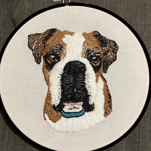 Custom Embroidered Pet Portrait with Personalization | Pet Name | Dog and Cat Portraits