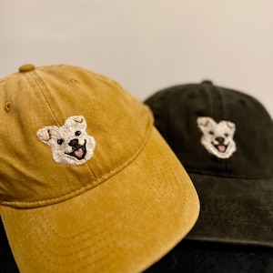 Custom Hand Embroidered Dog Portrait Hat Baseball Cap | Dog, Cat, Any Pet | Made to Order