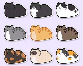 Cat Loaf Vinyl Stickers - Tabby, Tuxedo, Tortie, Calico, and More