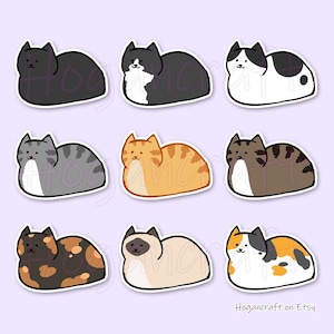 Cat Loaf Vinyl Stickers - Tabby, Tuxedo, Tortie, Calico, and More