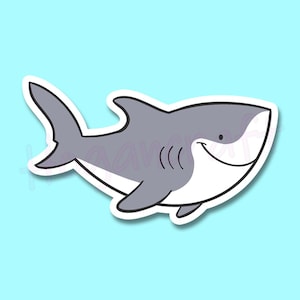 Shark Vinyl Sticker - Great White Shark Glossy or Shiny Rainbow Holographic Sticker