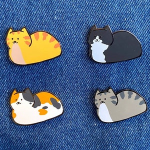 Cat Loaf Enamel Pin - Orange Tabby, Tuxedo, Calico, Grey Tabby Hard Enamel Pin