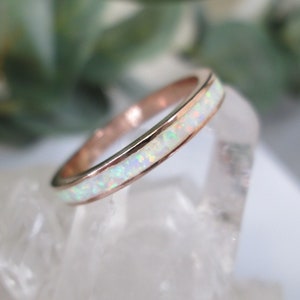 Rose Gold Opal Eternity Band>14kt.Rose Gold over Sterling Silver Opal Eternity Ring,Opal ring,Opal eternity ring,Rose gold ring,Opal jewelry