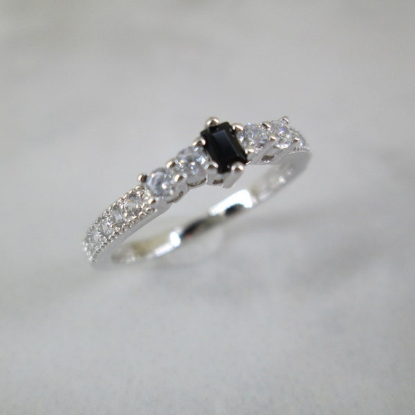 Dainty BLACK DIAMOND 925 Sterling Silver Ring,925 Black Diamond ring,Onyx ring,Birthstone,Minimalist,Promise ring,Engagement,Non Tarnish