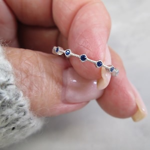 Dainty 925 Sterling Blue Sapphire Eternity Ring>Stunning Color!>925 Blue Sapphire Ring,Minimalist,Wedding ring,Birthstone ring,Non Tarnish