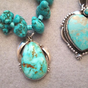Pendentif en argent sterling turquoise indigène 925>Pendentif artisanal bleu-vert bleu-vert véritable Carico Lake, pendentif sud-ouest, indigène image 1