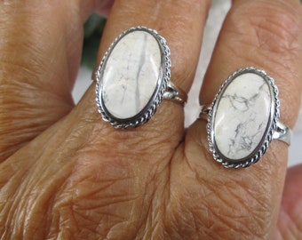 White Buffalo Turquoise ring>925 Sterling White Buffalo Turquoise Ring,White Turquoise ring,925 Custom Trible,Sterling Southwestern Ring