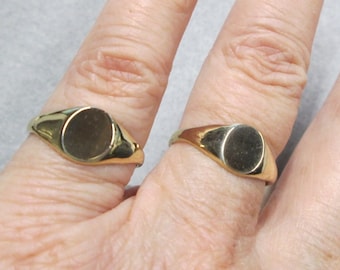 Gold Signet Ring>10kt.Gold Dainty Signet Ring>Gold Initial Ring,Monogram Ring,Gold Initial Ring>Gold Engravable Ring,10ktgold filled.ring