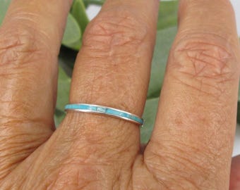 Turquoise Eternity Band>Sterling Silver and Genuine Turquoise Eternity Band,Narrow Turquoise Band,Thin 2mm wide Turquoise Ring,Ring Guard