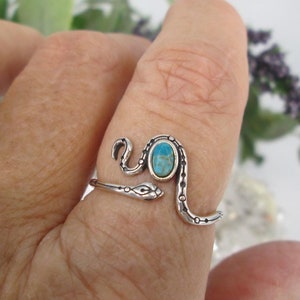Dainty SNAKE Ring>925 Sterling Snake Ring with Turquoise,Genuine Turquoise Snake Ring,Silver Turquoise Snake Ring,Minimalist Snake Ring