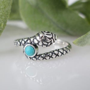 SNAKE Ring&gt;925 Sterling Snake Ring with Genuine Turquoise,Turquoise Snake Ring,Snake Ring,Dainty Snake Ring,Custom Turquoise Snake Ring