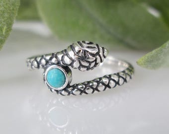 SNAKE Ring>925 Sterling Snake Ring with Genuine Turquoise,Turquoise Snake Ring,Snake Ring,Dainty Snake Ring,Custom Turquoise Snake Ring